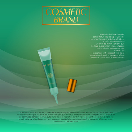 Vector 3D cosmetic illustration on a soft light waves backgroundのイラスト素材