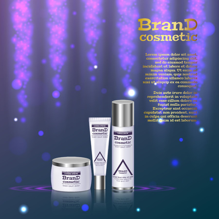 3D realistic cosmetic bottle ads templateのイラスト素材