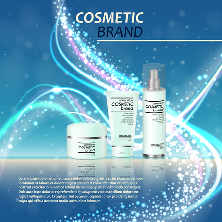 3D realistic cosmetic bottle ads templateのイラスト素材