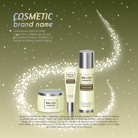 3D realistic cosmetic bottle ads templateのイラスト素材