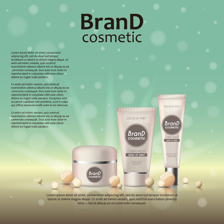 3D realistic cosmetic bottle ads templateのイラスト素材