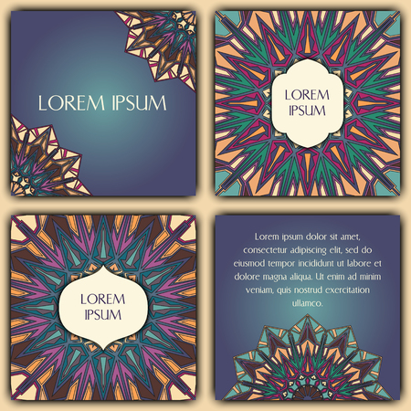 Vector decorative retro greeting cards or invitation design setのイラスト素材