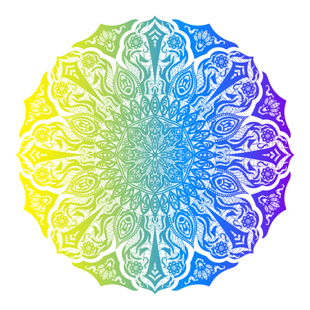 Ethnic colorful floral mandala Oriental pattern, vector illustrationのイラスト素材
