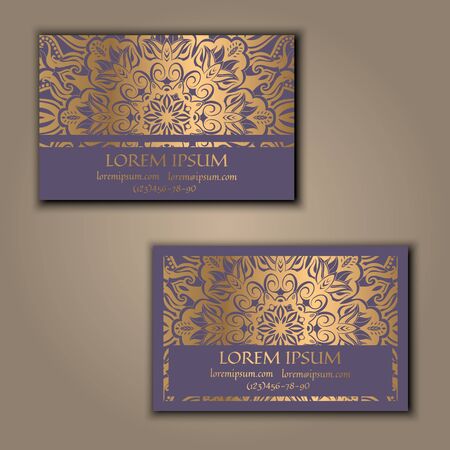 Ornamental floral business cards with Vintage decorative elements vectorのイラスト素材