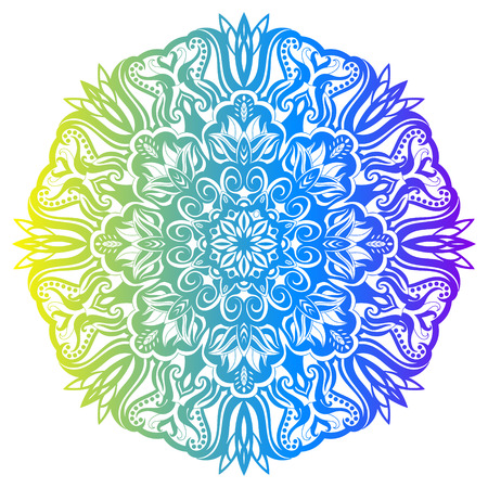 Ethnic colorful floral mandala. Vintage decorative elements. Decor for your design,lace ornament. Oriental pattern, vector illustration. Islam, arabic, indianturkish pakistan chinese ottoman motifのイラスト素材