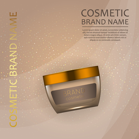 Vector 3D cosmetic illustration on a soft light waves background . Beauty realistic cosmetic product design templateのイラスト素材