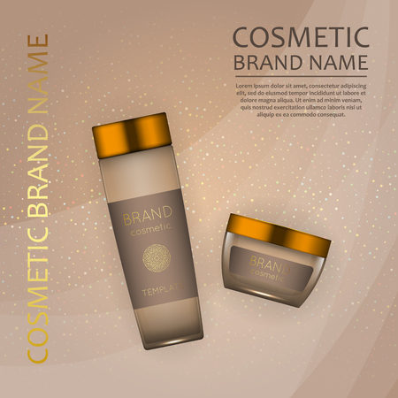 A Vector 3D cosmetic illustration on a soft light waves background . Beauty realistic cosmetic product design templateのイラスト素材