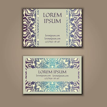 Ornamental floral business cards. Vintage decorative elements.のイラスト素材