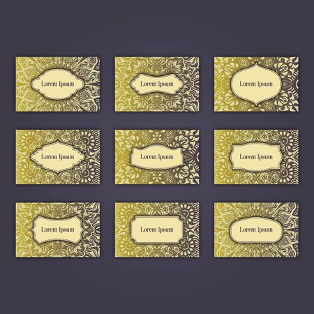 Luxury business card set design with oriental floral mandala elements.のイラスト素材