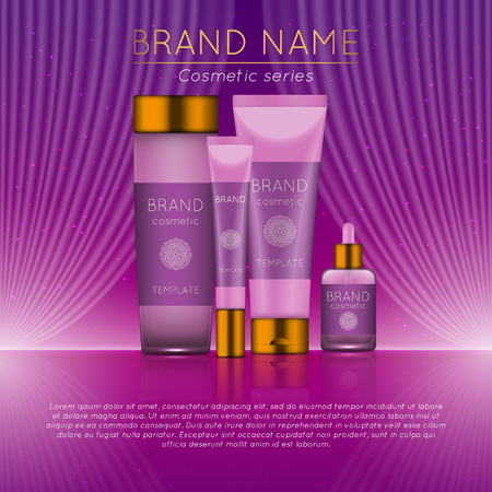 3D realistic cosmetic bottle ads templateのイラスト素材