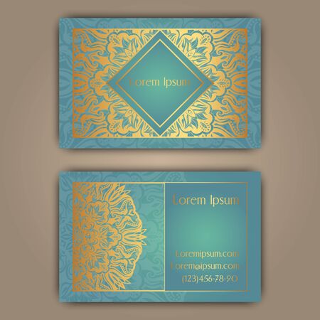 Ornamental floral business cards. Vintage decorative elements.のイラスト素材