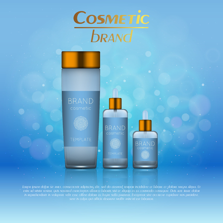 3D cosmetic illustration on a soft light blurred background with bokeh effect.のイラスト素材