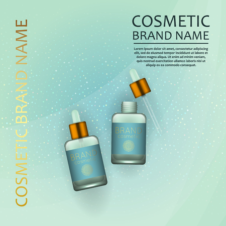 Vector 3D cosmetic illustration on a soft light waves background. Beauty realistic cosmetic product design template.のイラスト素材