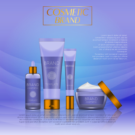 Vector 3D cosmetic illustration on a soft light waves background.のイラスト素材