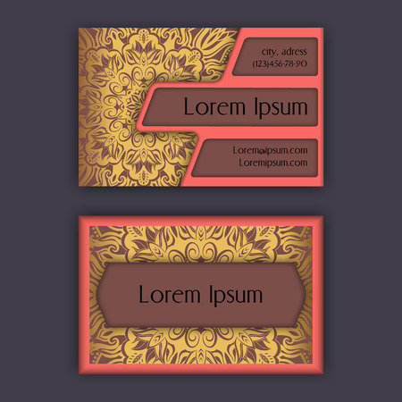 Ornamental floral business cards. Vintage decorative elements.のイラスト素材