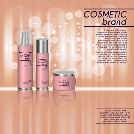 3D realistic cosmetic bottle ads templateのイラスト素材