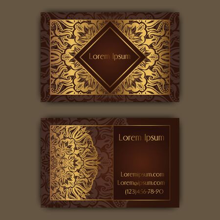 Ornamental floral business cards. Vintage decorative elements.のイラスト素材
