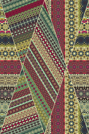 Colorful vintage seamless pattern with floral and mandala elements.Hand drawn background. Can be used for fabric, wallpaper, tile, wrapping, covers and carpet. Islam, Arabic, Indian, ottoman motifs.のイラスト素材