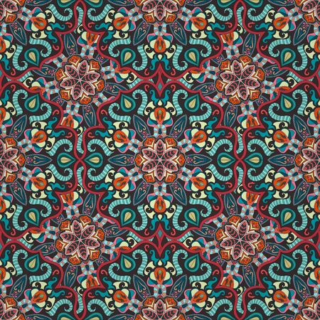 Ornate floral seamless texture, endless pattern with vintage mandala elements. Can be used for wallpaper, pattern fills, web page background, surface textures.Islam, Arabic, Indian, ottoman motifs.のイラスト素材