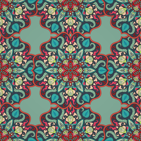 Ornate floral seamless texture, endless pattern with vintage mandala elements.のイラスト素材