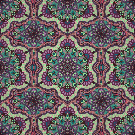 Ornate floral seamless texture, endless pattern with vintage mandala elements.のイラスト素材