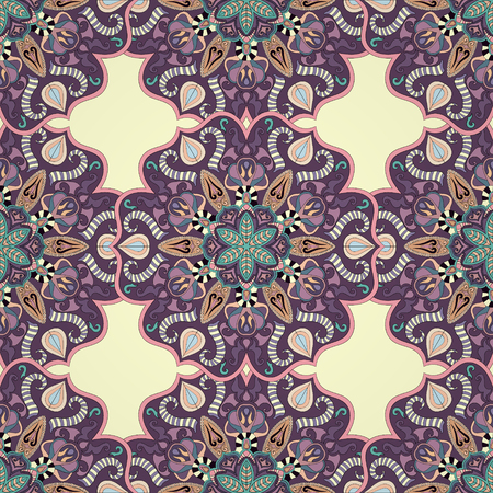 Ornate floral seamless texture, endless pattern with vintage mandala elements. Can be used for wallpaper, pattern fills, web page background, surface textures.Islam, Arabic, Indian, ottoman motifs.のイラスト素材