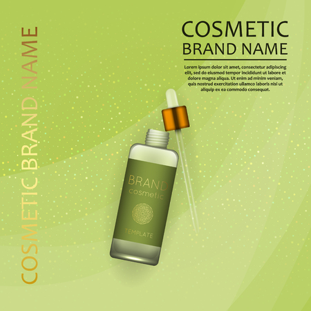 Vector 3D cosmetic illustration on a soft light waves background . Beauty realistic cosmetic product design templateのイラスト素材