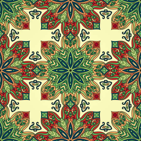 Ornate floral seamless texture, endless pattern with vintage mandala elementsのイラスト素材