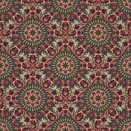 Ornate floral seamless texture, endless pattern with vintage mandala elements. Can be used for wallpaper, pattern fills, web page background, surface textures. Arabic, Indian, ottoman motifs.のイラスト素材