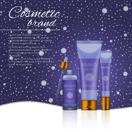 Vector 3D cosmetic illustration on a soft light background with flare effects. Beauty realistic cosmetic product design template.のイラスト素材