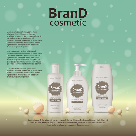 3D realistic cosmetic bottle ads templateのイラスト素材