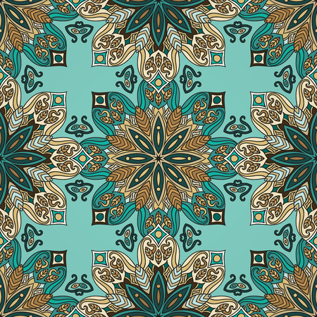 Ornate floral seamless texture, endless pattern with vintage mandala elements. Can be used for wallpaper, pattern fills, web page background, surface textures.Islam, Arabic, Indian, ottoman motifs.のイラスト素材