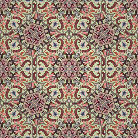 Ornate floral seamless texture, endless pattern with vintage mandala elements. Can be used for wallpaper, pattern fills, web page background, surface textures.Islam, Arabic, Indian, ottoman motifs.のイラスト素材