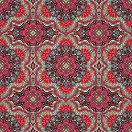 Ornate floral seamless texture, endless pattern with vintage mandala elements. Can be used for wallpaper, pattern fills, web page background, surface textures.Islam, Arabic, Indian, ottoman motifs.のイラスト素材