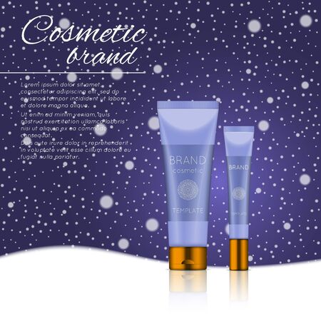 Vector 3D cosmetic illustration on a soft light background with flare effects. Beauty realistic cosmetic product design template.のイラスト素材