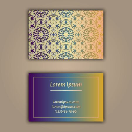 Luxury business cards with floral mandala ornament. Vintage decorative elementsのイラスト素材