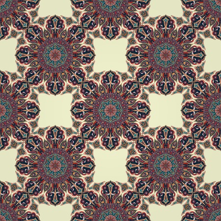 Ornate floral seamless texture, endless pattern with vintage mandala elements. Can be used for wallpaper, pattern fills, web page background, surface textures.Islam, Arabic, Indian, ottoman motifs.のイラスト素材