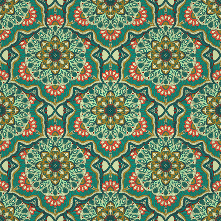 Ornate floral seamless texture, endless pattern with vintage mandala elements. Can be used for wallpaper, pattern fills, web page background, surface textures.Islam, Arabic, Indian, ottoman motifs.のイラスト素材