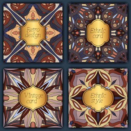 Set of cards in vintage style. Vector design templates. Vintage frames and backgroundsのイラスト素材