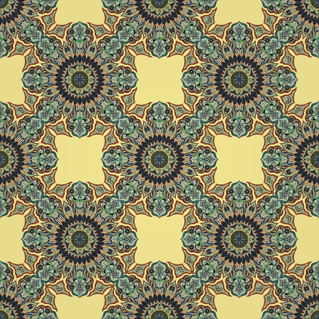 Ornate floral seamless texture, endless pattern with vintage mandala elements. Can be used for wallpaper, pattern fills, web page background, surface textures. Islam, Arabic, Indian, ottoman motifs.のイラスト素材