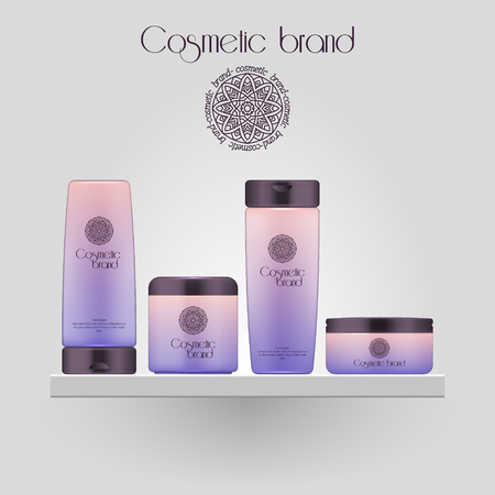 Set of realistic gradient color cosmetic bottle.のイラスト素材