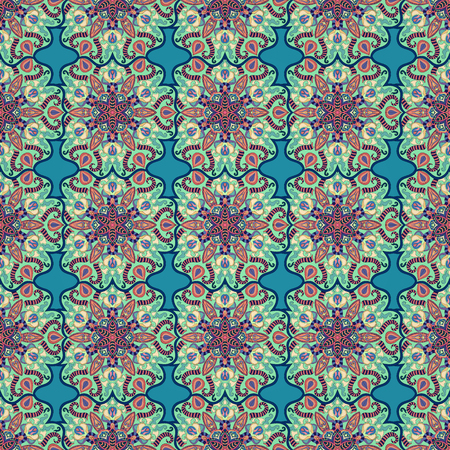 Ornate floral seamless texture, endless pattern with vintage mandala elements. Can be used for wallpaper, pattern fills, web page background, surface textures.Islam, Arabic, Indian, ottoman motifs.のイラスト素材