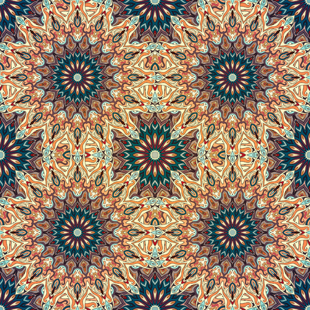 Seamless pattern mandala ornament. Vintage decorative elements. Hand drawn oriental backgroundのイラスト素材