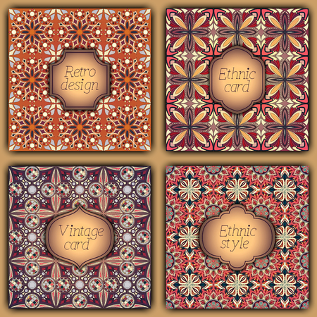 Set of cards in vintage style. Vector design templates. Vintage frames and backgroundsのイラスト素材