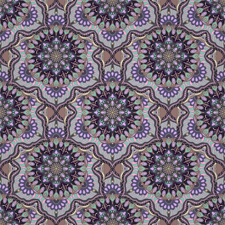Ornate floral seamless texture, endless pattern with vintage mandala elements. Can be used for wallpaper, pattern fills, web page background, surface textures. Islam, Arabic, Indian, ottoman motifs.のイラスト素材