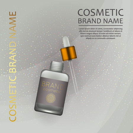 Vector 3D cosmetic illustration on a soft light waves background . Beauty realistic cosmetic product design templateのイラスト素材