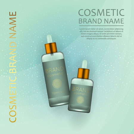 Vector 3D cosmetic illustration on a soft light waves background . Beauty realistic cosmetic product design templateのイラスト素材