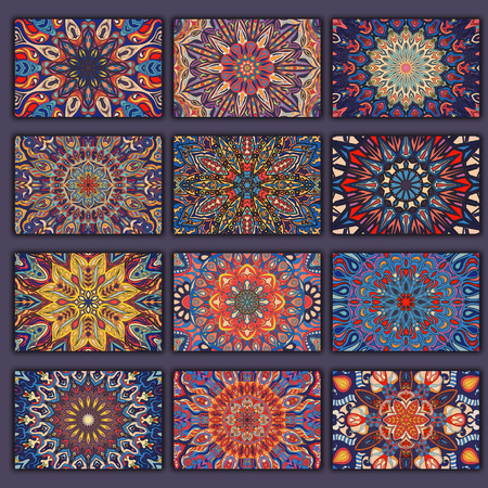 Collection retro cards shirts with ethnic backgrounds. Card of invitation with vintage design elementsのイラスト素材