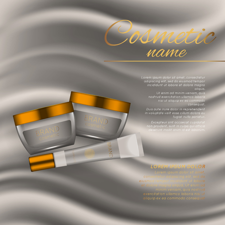 Vector 3D cosmetic illustration on a soft silk background.のイラスト素材