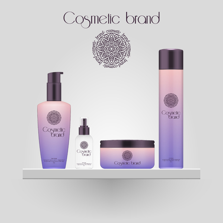 Set of realistic gradient color cosmetic bottle.のイラスト素材